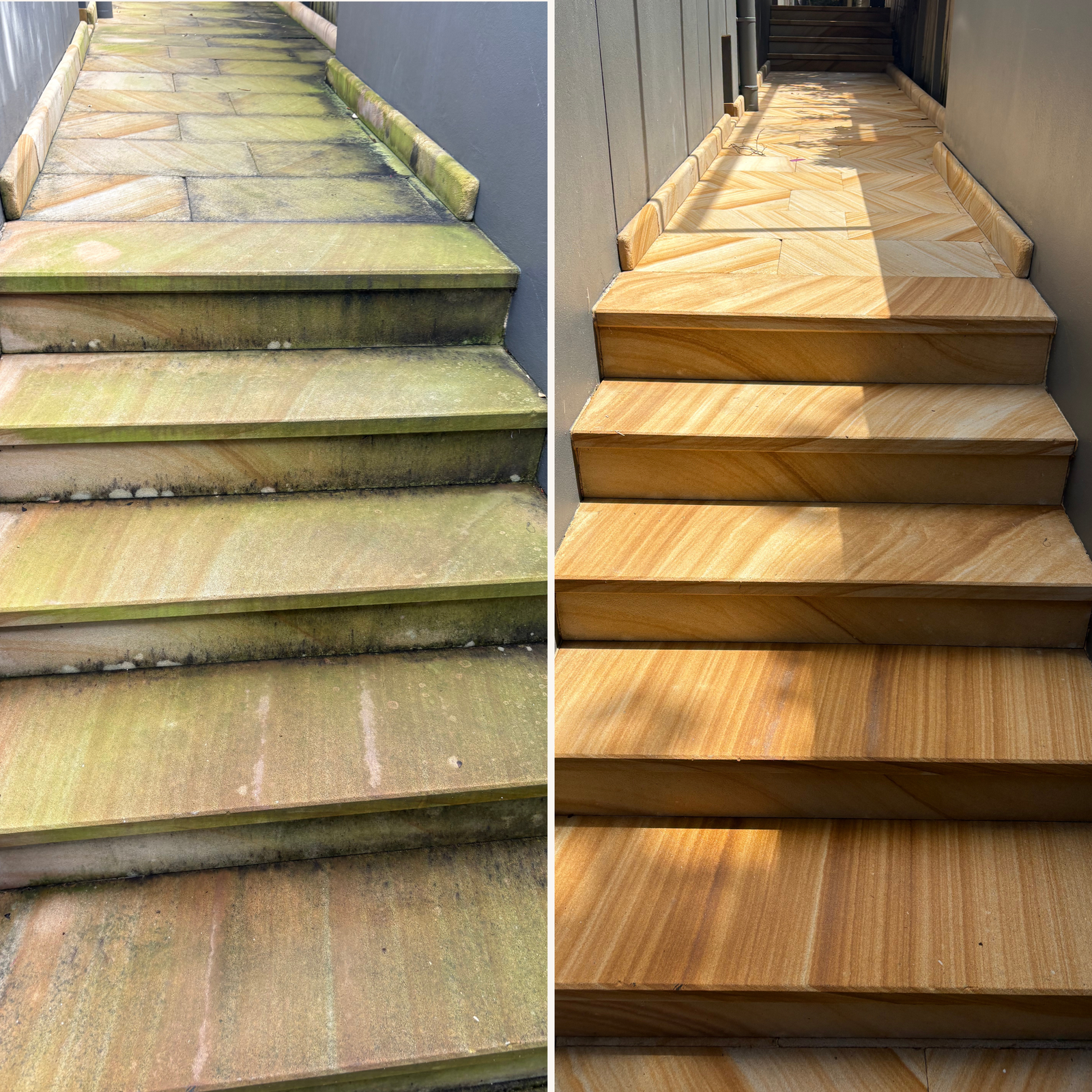 Sandstone Clean and Seal before and after